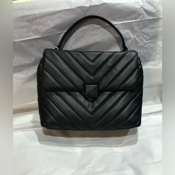 DKNY black quilted puffy clasp top handle satchel bag brand new - Picture 3 of 16
